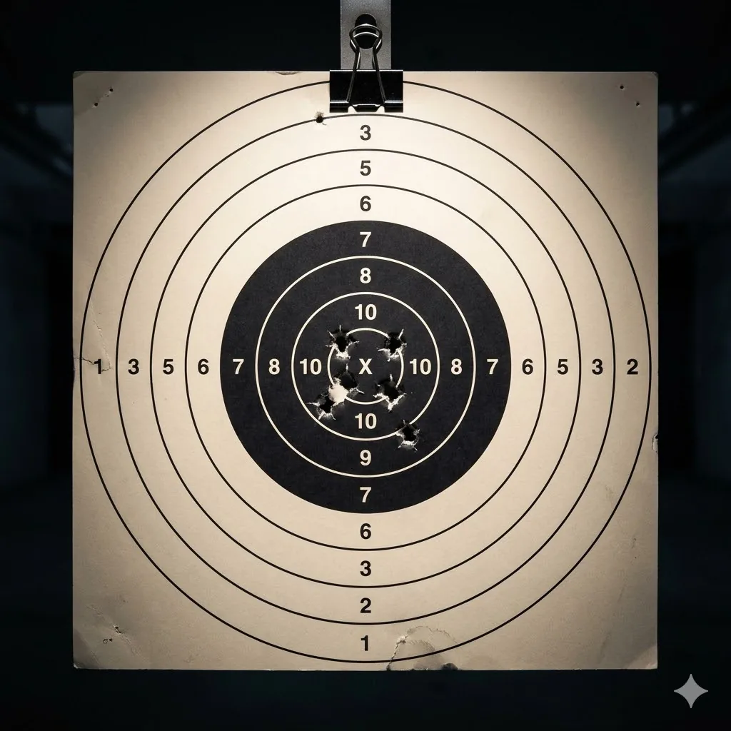 Tight grouping on a paper target